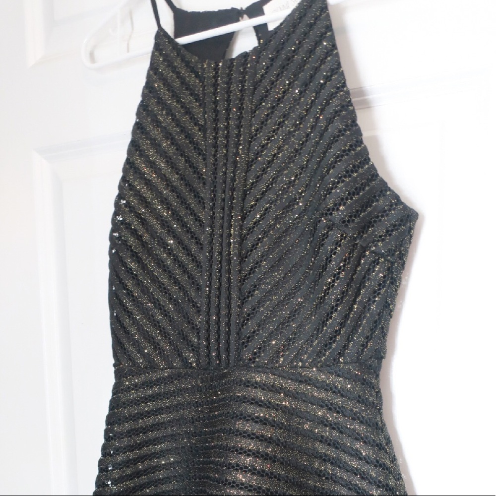 Sienna Sky Black and Gold Glitter Dress Size M NWT